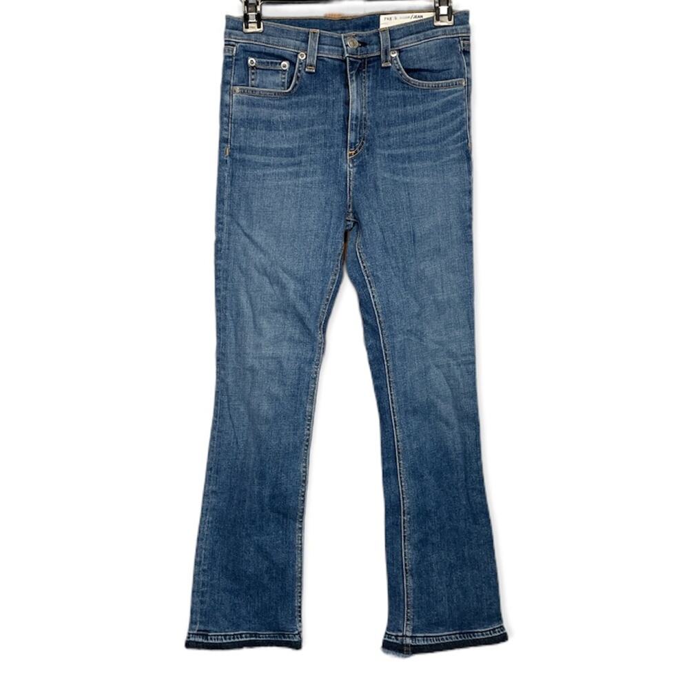 Rag & Bone Hana‎ High Rise Slim Fit Cropped Bootcut Fringe Hem Jeans Size 26